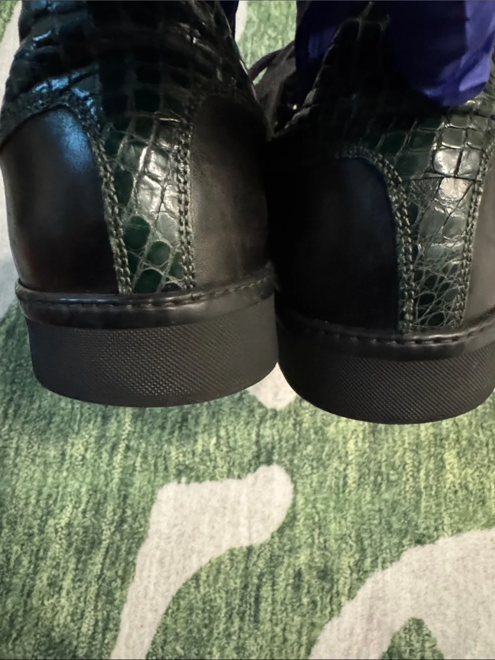 Gucci Black Leather Sneakers with Green and Red Web Stripe